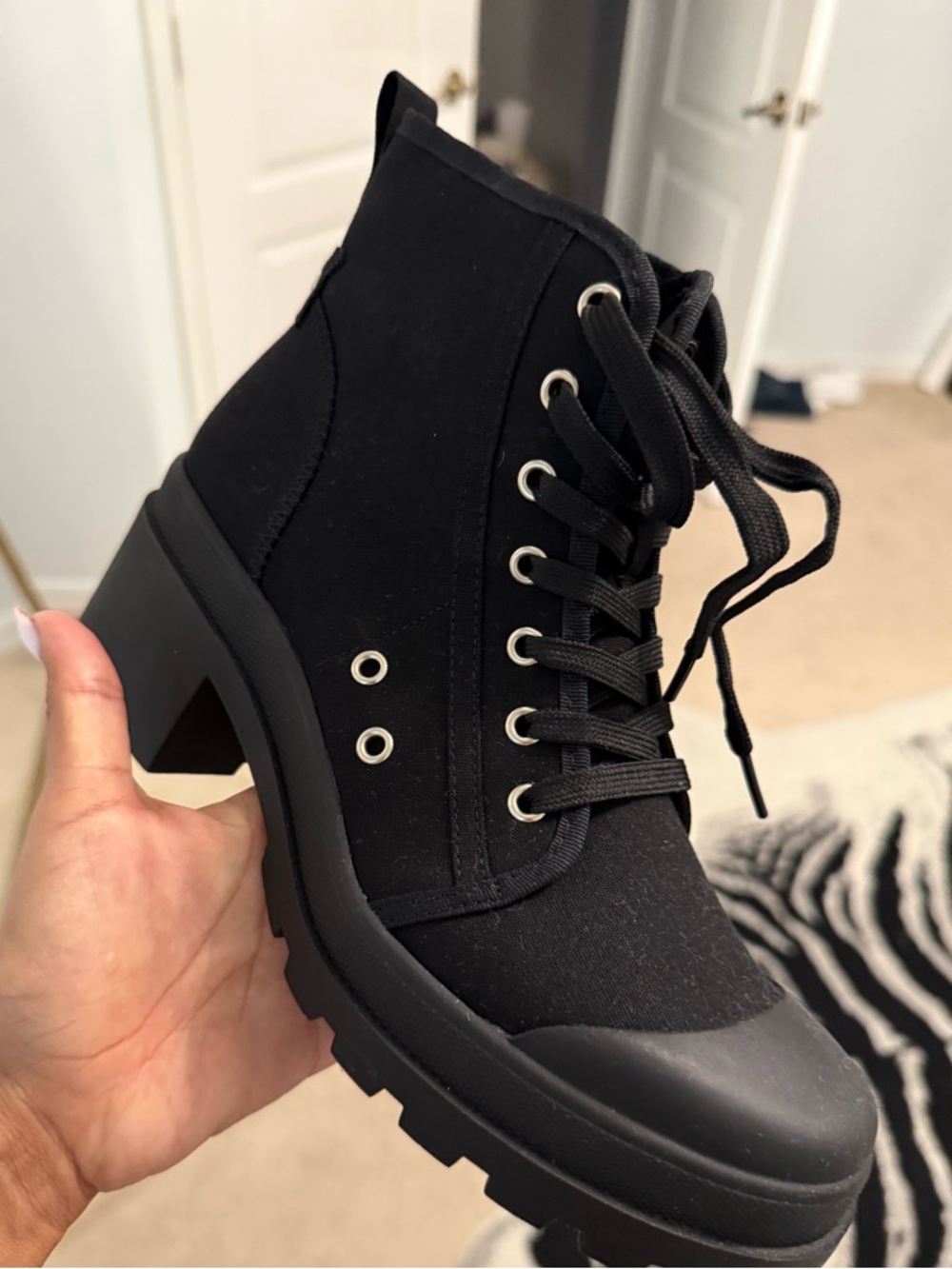 Chinese Laundry Black Lace-Up Chunky Heel Ankle Boot